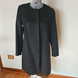 LAUREN RALF LAUREN Sleek dark grey collarless women's coat.Size 8